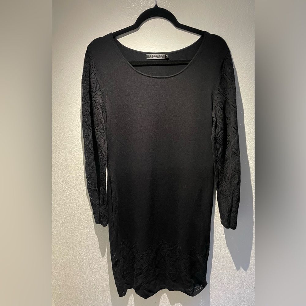 Peruvian Connection black long sleeve Maxi dress size M